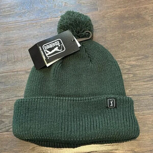 PGA Tour Knit Cuffed Pom Pom Beanie, fleece lined,stretch, winter warm golf hat